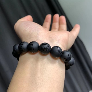 เครื่องประดับ สร้อยข้อมือ ลูกปัดหินออบซิเดียนธรรมชาติ ทรงกลม ประดับไข่มุกคริสตัล 6.16