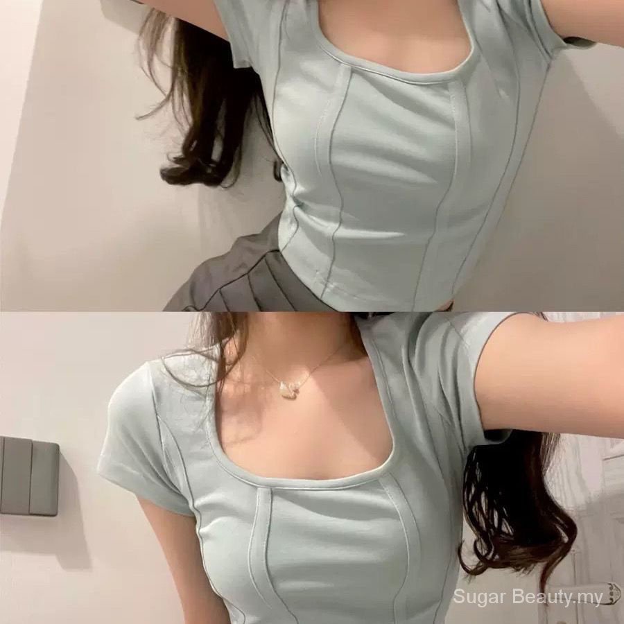 [ส่วนลด] Hollister Small Seagull Fishbone Slim Short Pure Desire Hot Girl Style Design Feel Female S