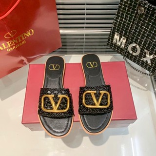 [EUR Size] Valentino มาใหม่ รองเท้าแตะส้นแบน กลวง/บล็อก