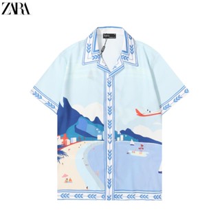 [พร้อมส่ง] Zara เสื้อเชิ้ตแขนสั้นลําลอง คอปกพับ พลัสไซซ์ สไตล์วินเทจ แฟชั่นฤดูร้อน สําหรับผู้ชาย และผู้หญิง 2023