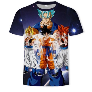 เสื้อยืดแขนสั้น คอกลม พิมพ์ลาย Dragon Ball 3 มิติ ทรงหลวม แฟชั่นฤดูร้อน สําหรับผู้ชาย