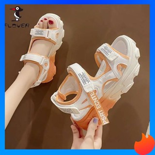 รองเท้าแตะผู้หญิง รองเท้าแตะรัดส้นผู้หญิง PLOVER WOODPECKER SANDALS WEAR SUMMER 2023 แพลตฟอร์มเด็กนักเรียนรองเท้าผ้าใบด้านล่างเค้ก SUPER EASY