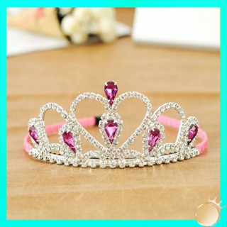 มงกุฎเจ้าหญิง Kids Crown Tiara Princess Girls Crown Crystal วงผมขนาดใหญ่สีชมพูแช่แข็งเด็กวันเกิดอุปกรณ์เสริมผม