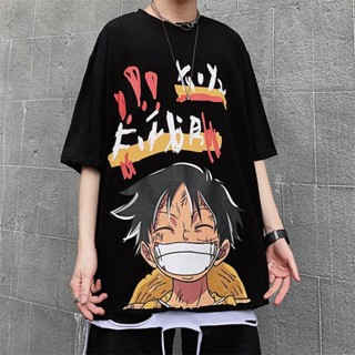 เสื้อยืดแขนสั้น ทรงหลวม พิมพ์ลาย One Piece สําหรับผู้ชาย 23910