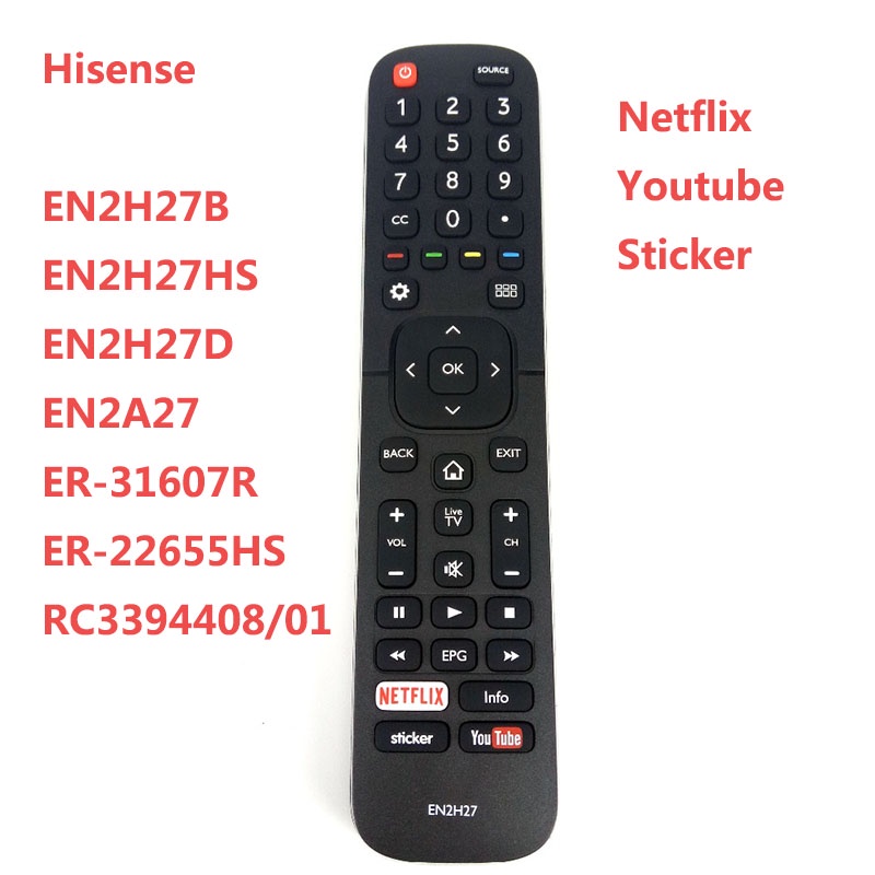 Hisense EN2H27 สมาร์ททีวีระยะไกล EN2H27B ,EN2H27HS,ER-3607R ,ER-22655HS RC3394408/01 EN2H27D พร้อม N