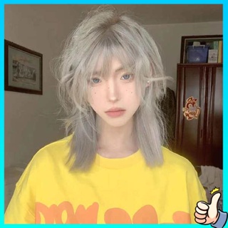 วิกผมผู้ชาย Mullet head wig mens short hair fashion trend natural fluffy net red wolf tail ญี่ปุ่น unisex full hood