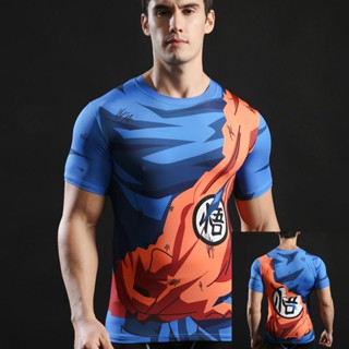 เสื้อยืดแขนสั้น พิมพ์ลาย Dragon Ball Goku Vegeta 3 มิติ แบบแห้งเร็ว เหมาะกับใส่ออกกําลังกายกลางแจ้ง สําหรับผู้ชาย