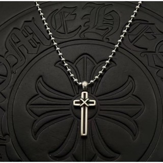 Chrome HEARTS สร้อยคอโซ่เงินสเตอร์ลิง 925 จี้ไม้กางเขน ขนาดเล็ก