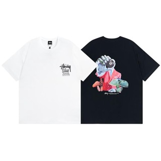 หมายเลข Stussy No. เสื้อยืดแขนสั้น พิมพ์ลายเมฆ 8 Ball Series In The Clouds Stusi Black 8 Magic สําหรับผู้ชาย และผู้หญิง