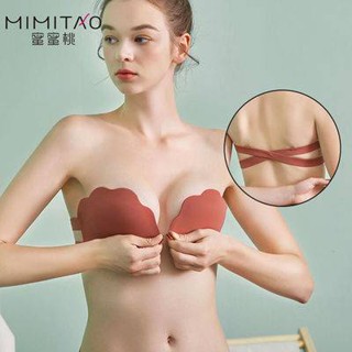 Front Buckle Strapless Bra Push-up Non-slip Bra Underwear Women&amp;#39;s Thin Small Chest Summer Invisible No Steel Ring