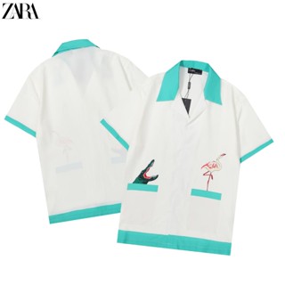 [พร้อมส่ง] Zara เสื้อเชิ้ตแขนสั้นลําลอง คอปกพับ พลัสไซซ์ สไตล์วินเทจ แฟชั่นฤดูร้อน สําหรับผู้ชาย และผู้หญิง 2023