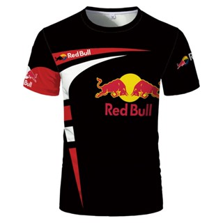 เสื้อยืดแขนสั้น พิมพ์ลาย Red Bull Street 3 มิติ แฟชั่นฤดูร้อน สําหรับผู้ชาย และคู่รัก