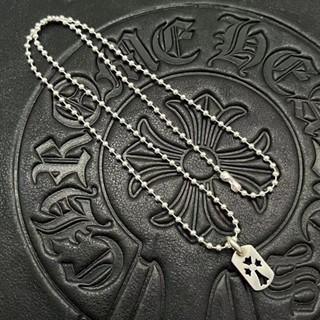 Chrome HEARTS สร้อยคอเงินแท้ 925 จี้ป้ายแท็กไม้กางเขน สไตล์ฮิปฮอป เรโทร อุปกรณ์เสริม สําหรับสุนัข