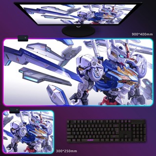 Gundam rgb แผ่นรองเมาส์เรืองแสง สองมิติ ขนาดใหญ่ สําหรับเล่นเกมคอมพิวเตอร์