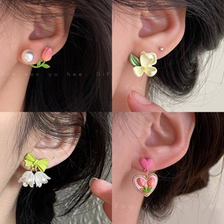 ต่างหูหนีบ ตุ้มหู Kasuga Limited Romance ~ Mori Tulip Pearl Stud ต่างหูผู้หญิงพรีเมี่ยมการออกแบบที่ไม่ซ้ํากันต่างหูความรู้สึกต่างหูดอกไม้