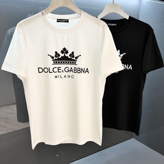 เสื้อยืดแขนสั้น คอกลม พิมพ์ลายมงกุฎ Dolce&amp;Gabbana แบบเรียบง่าย แฟชั่นฤดูใบไม้ผลิ และฤดูร้อน สําหรับผู้ชาย