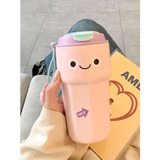 ขวดน้ําเก็บความเย็น แก้วเก็บความเย็น กาแฟน่ารัก thermos ถ้วยสาวมูลค่าสูงสุทธิถ้วยน้ําสีแดงผู้หญิงใหม่ 2023 แบบพกพาผู้หญิงถ้วยสํานักงาน