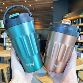 ขวดน้ําเก็บความเย็น แก้วเก็บความเย็น แบบพกพาวินเทจกาแฟ thermos ถ้วยสาวสูงสํานักงานสแตนเลสพร้อมกับฉนวนกันความร้อนเย็นถ้วยน้ําขนาดใหญ่ผู้ชาย