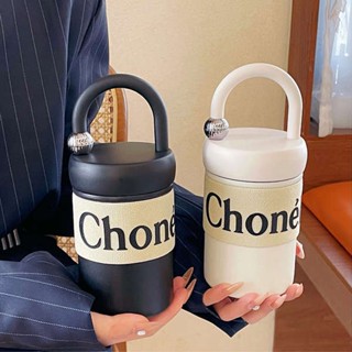 ขวดน้ําเก็บความเย็น แก้วเก็บความเย็น Thermos cup ผู้หญิงสแตนเลสนักเรียนที่เรียบง่ายถ้วยฮวงจุ้ยหอมขนาดเล็กในมูลค่าสูงพร้อมแหวนยกถ้วยลําลองแบบพกพา