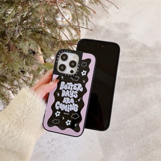 Casetify เคสโทรศัพท์มือถือกระจก กันกระแทก สีดํา สําหรับ iphone11 12 13 14 promax x xs xr i7 i8