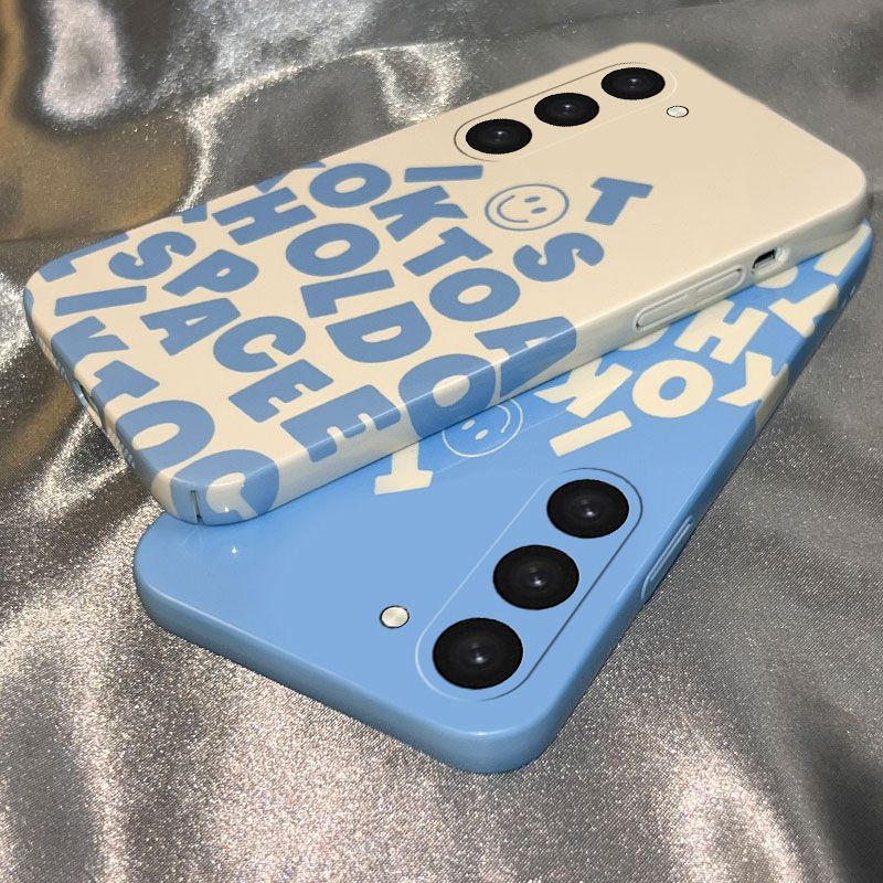 เคสโทรศัพท์ ฟิล์มแข็ง คู่รัก ภาษาอังกฤษ หน้ายิ้มSamsung เคส s23ultra S23 S23+ S22ULTRA S22 S22+ เคส samsung a54 5g A73 A34 เคส samsung s21 fe เคส samsung a12