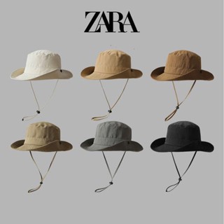 หมวกเดินป่า หมวกกระบังหน้า ZARA สีทึบแห้งเร็วหมวกชาวประมงป้องกันรังสียูวีชายและหญิงกลางแจ้งบางตะวันตกผ้ายีนส์เดินป่าหมวก