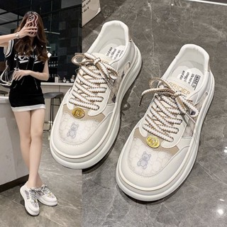 รองเท้าผ้าใบ พื้นหนา สีขาว สําหรับผู้หญิง 2023 2023 23823