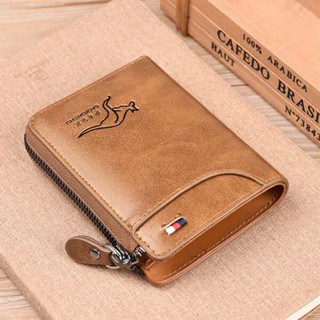 กระเป๋าสตางค์ผู้ชาย Aix kangaroo mens wallet short zipper multifunctional drivers license card pocket wallet กระเป๋าสตางค์ป้องกันการโจรกรรม