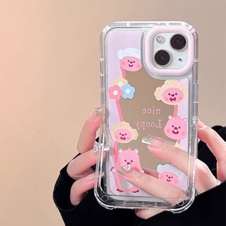 เคสโทรศัพท์มือถือแบบกระจกแข็ง ลายการ์ตูน พร้อมขาตั้ง สําหรับ Apple Iphone 14promax 11 13 12Pro