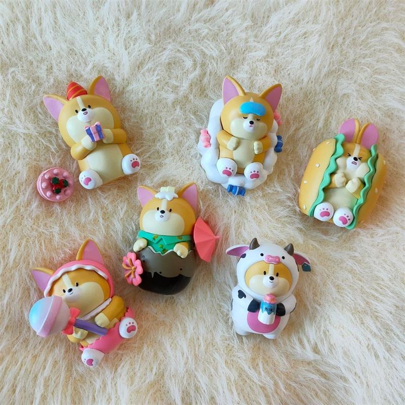 6 ประเภทอาหาร Corgi Series Burger วัวแต่งตัวของเล่นตกแต่งเค้กตกแต่งรถสุนัข Mystery กล่องหก swathes Corgi คือ Hamburg วัวแต่งตัวของเล่น ar ตกแต่ง