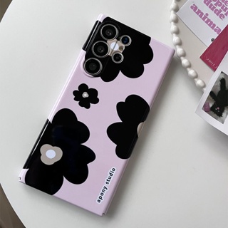 เคสโทรศัพท์มือถือแบบแข็ง ลายดอกไม้ สีดํา สําหรับ Samsung S23Ultra S23+S23 S22+S22