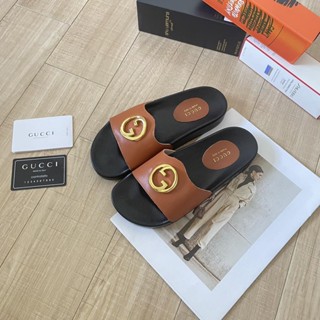 [EUR Size] Gucci รองเท้าแตะลําลอง พิมพ์ลายตัวอักษร เหมาะกับใส่กลางแจ้ง และในร่ม สําหรับผู้หญิง