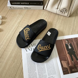 [EUR Size] Gucci รองเท้าแตะลําลอง พิมพ์ลายตัวอักษร เหมาะกับใส่กลางแจ้ง และในร่ม สําหรับผู้หญิง