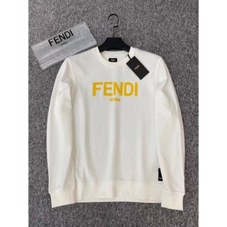 Fendi เสื้อกันหนาวลําลอง คอกลม พิมพ์ลายตัวอักษร สําหรับผู้ชาย และผู้หญิง