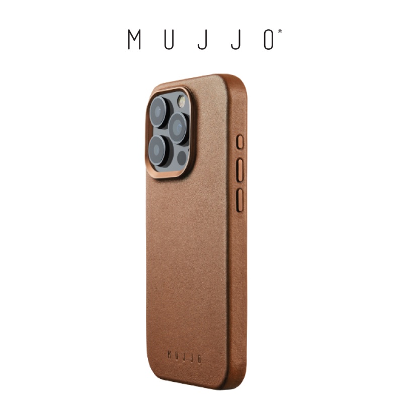 Mujjo Full Leather Phone Case Cover Casing iPhone 15 / 15 Plus / 15 Pro / 15 Pro Max - Dark Tan Brow