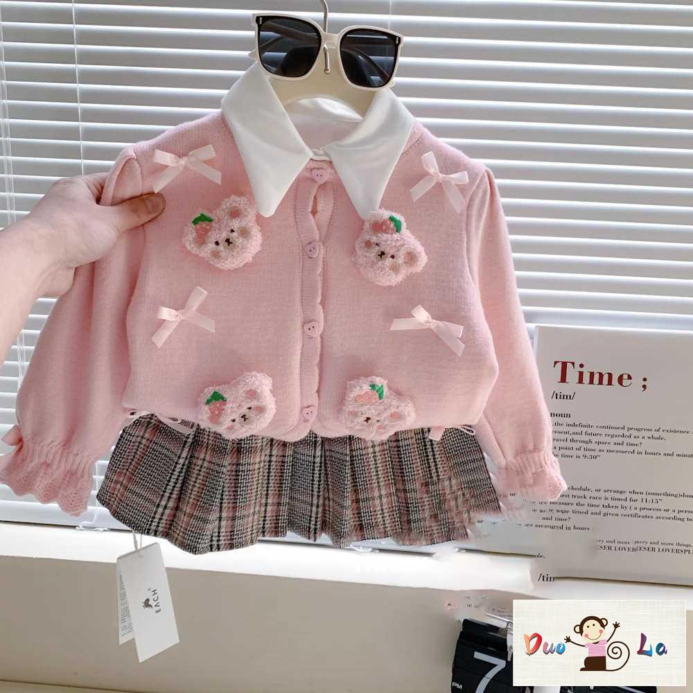 [สินค้าใหม่] เสื้อคาร์ดิแกน ผ้าถัก ลายการ์ตูน สามมิติ แฟชั่นฤดูหนาว สําหรับเด็กผู้หญิง