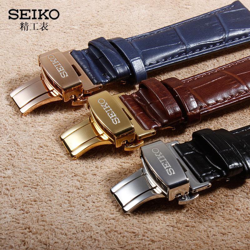 Seiko 5 สายนาฬิกาข้อมือหนัง หัวเข็มขัดผีเสื้อ seiko pilot cocktail series 20 22 มม.