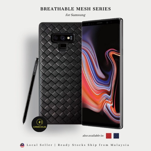 Samsung Galaxy S8 S8+ S9 S9+ Plus Note 8 9 ยืดหยุ่น Slim Soft Breathable ตาข่ายทอผ้าตารางเคสโทรศัพท์