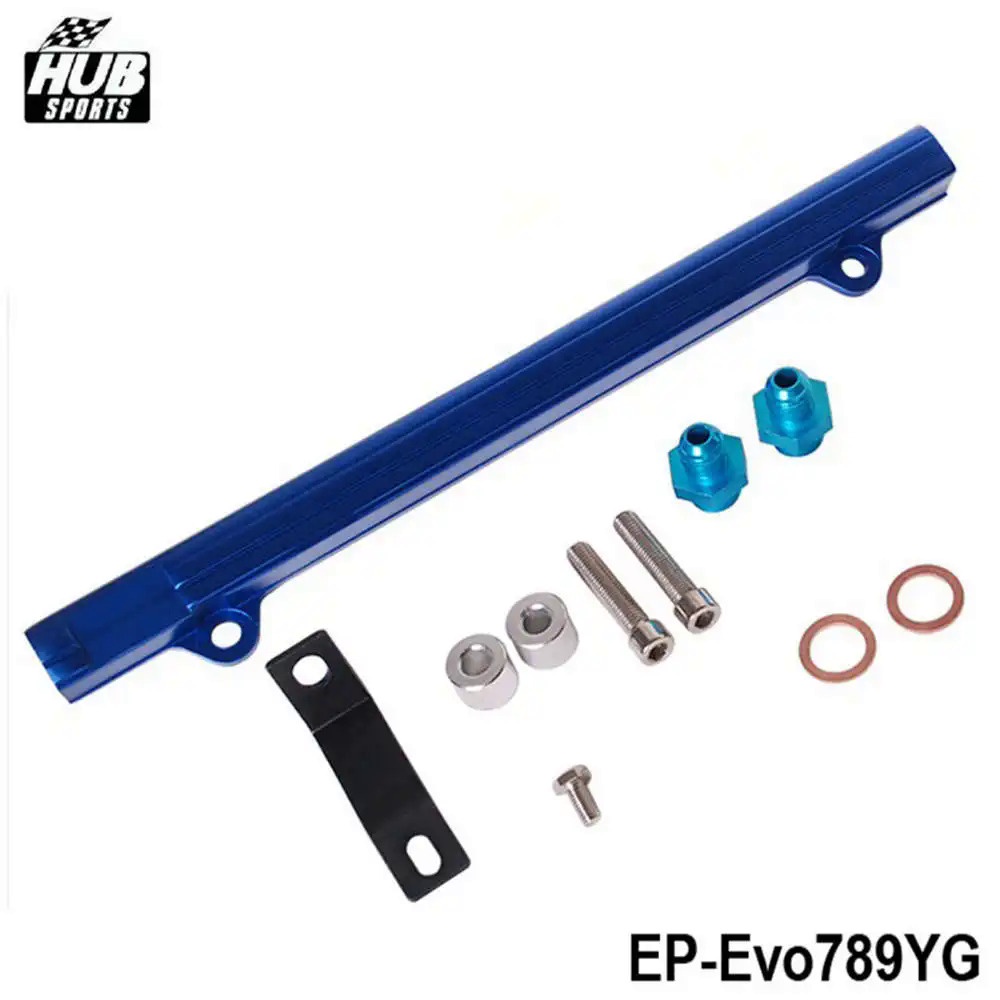 สําหรับ Mitsubishi 4G63 EVO7/8/9 Top feed หัวฉีดการใช้ Rail Turbo ชุดสีฟ้าอลูมิเนียม Billet HQ Jdm H