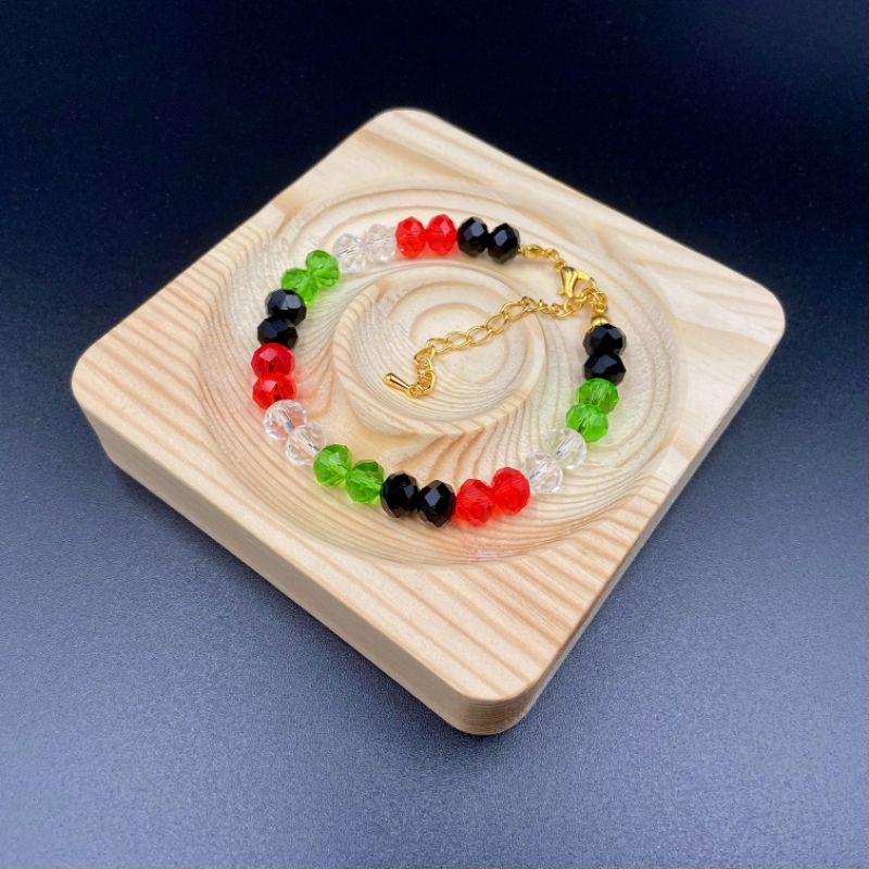 - กําไลข้อมือ Palestine แฮนด์เมด Gelang Rantai Palestin Rondelle โดนัทลูกปัด