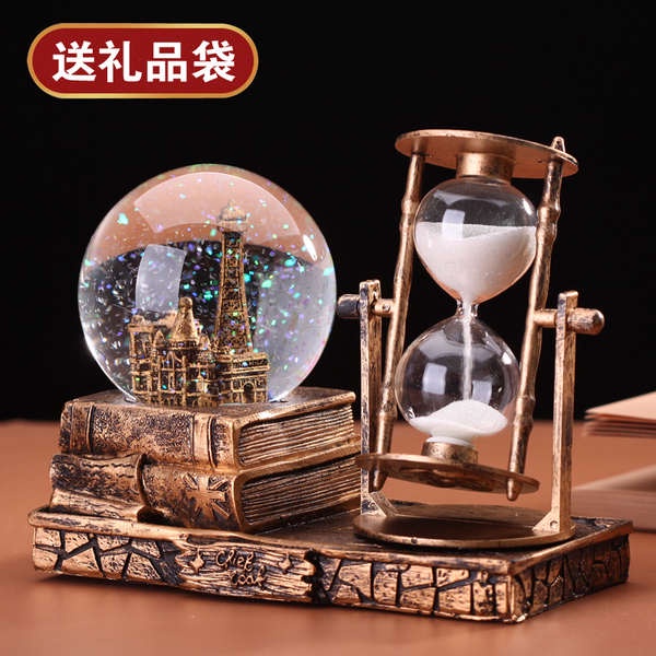 ของขวัญคริสมาสต์ ของขวัญปีใหม่ วินเทจสร้างสรรค์นาฬิกาทรายจับเวลาเกล็ดหิมะคริสตัลบอลสาว Tanabata ของขวัญกล่องดนตรีเครื่องประดับโต๊ะเครื่องประดับ