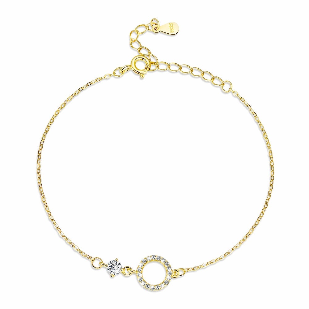 925 SIGNATURE SILVER Solid 925 Signature Silver Circlet Gold Layered Bracelet
