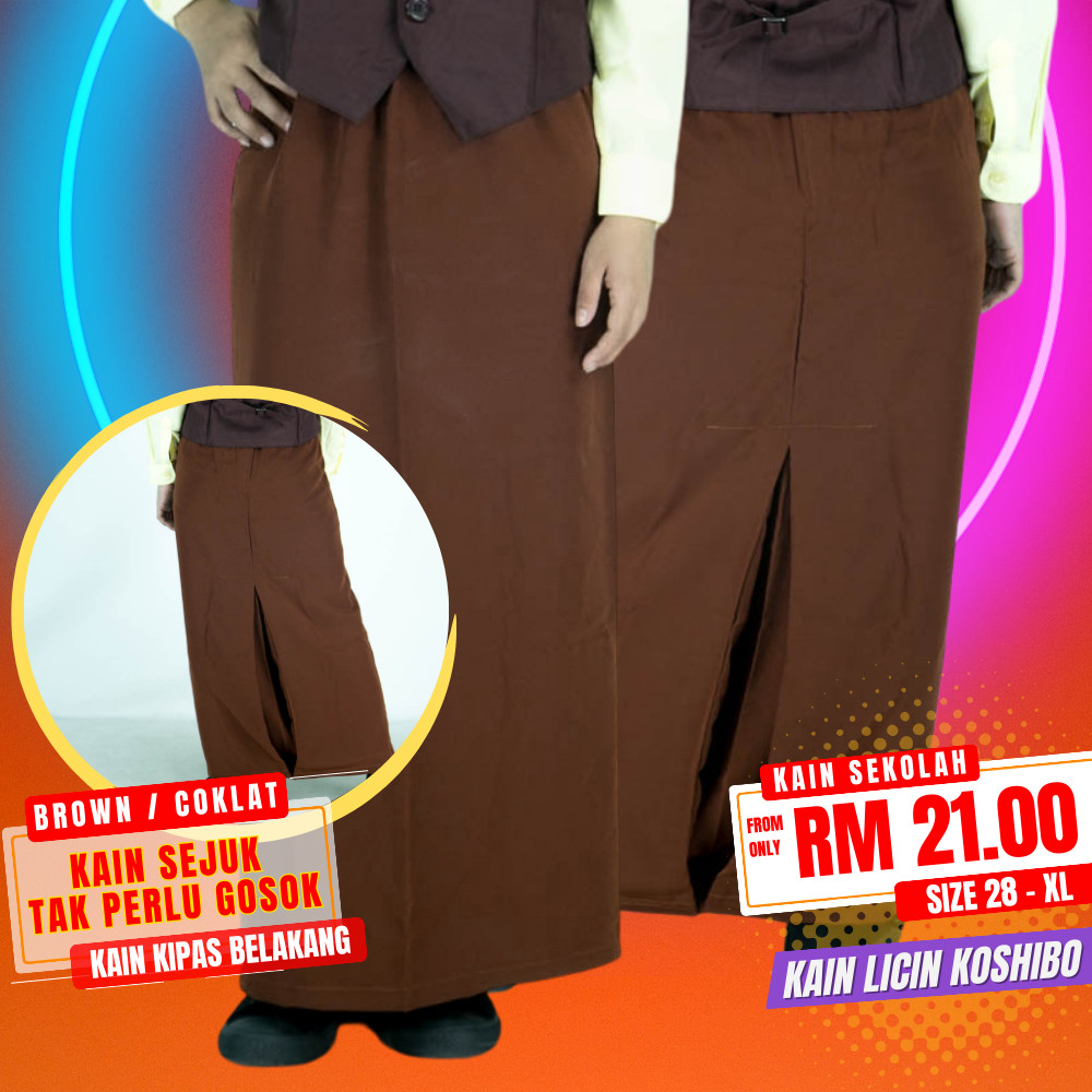 CY 0409 สีน้ําตาล SCHOOL เสื้อผ้าพัดลม BACK / MIDDLE SCHOOL KURUNG เสื้อผ้า / SCHOOL SUPERVISORY KUR