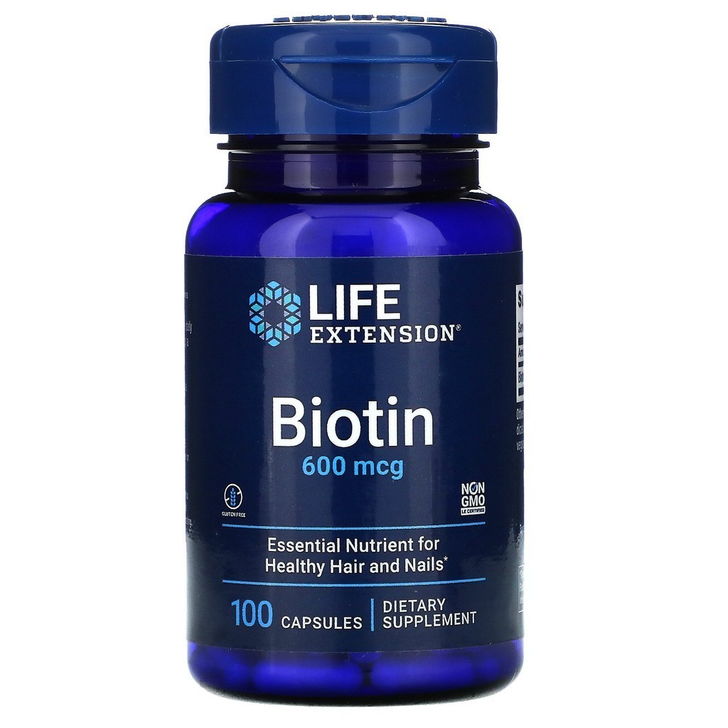 Life Extension, Biotin, 600 mcg, 100 แคปซูล