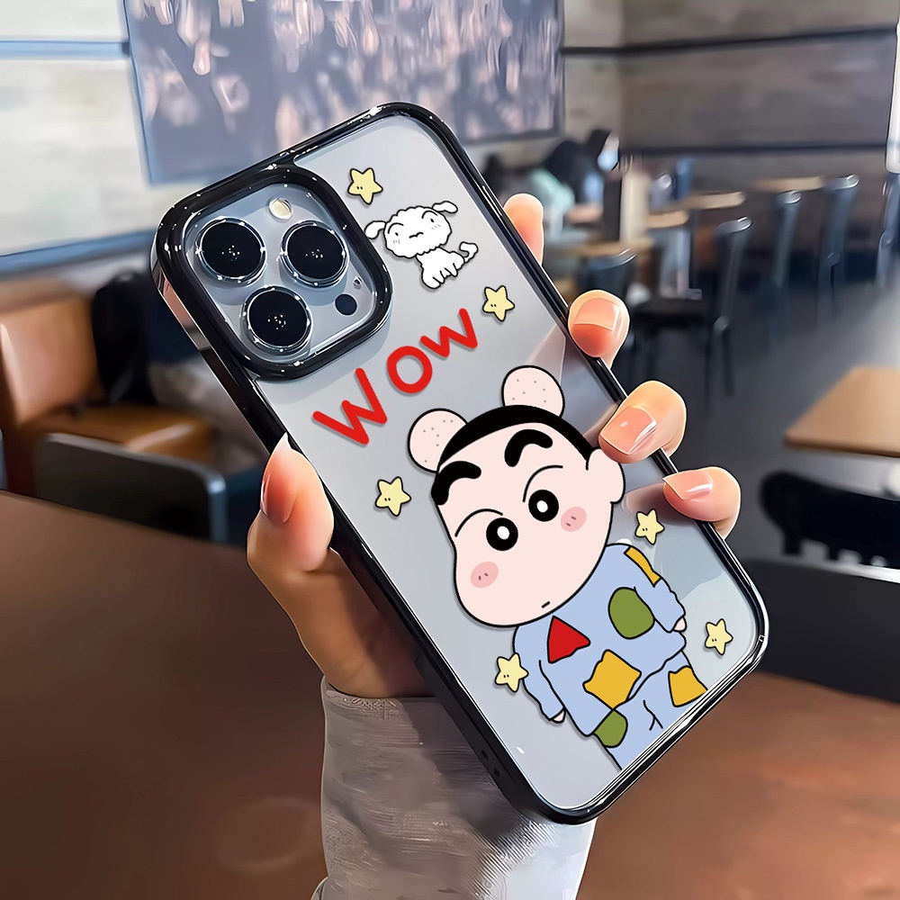เคสอะคริลิคใส แบบแข็ง ลายการ์ตูนชินจัง กันกระแทก สําหรับ iphone 14 Pro Max 11 13 12 7 Plus 8 X XS Max