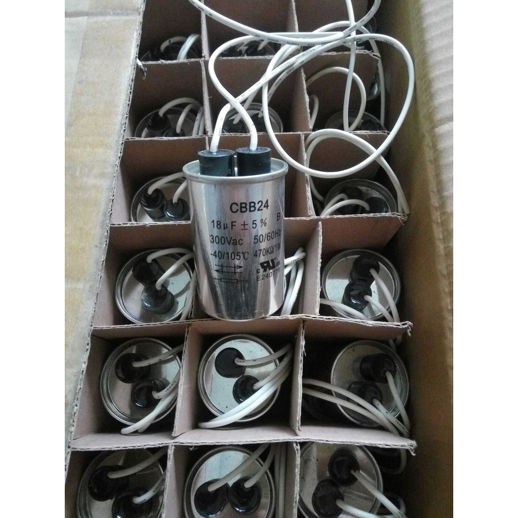 C cbb24, 18uf/300vac ตัวเก็บประจุโคมไฟป้องกันการระเบิดตัวเก็บประจุหลอดไฟพร้อมสกรู 470k/1w ตัวต้านทาน