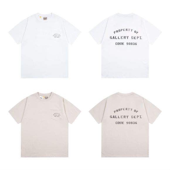 เสื้อยืดแขนสั้น คอกลม พิมพ์ลาย Gallery Dept Light Apricot สีขาว