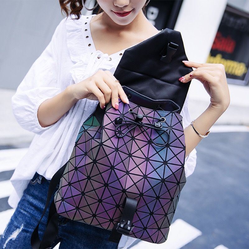 Geometric Diamond Backpack Miyake Same Style Leisure Travel Backpack 2024 Styles