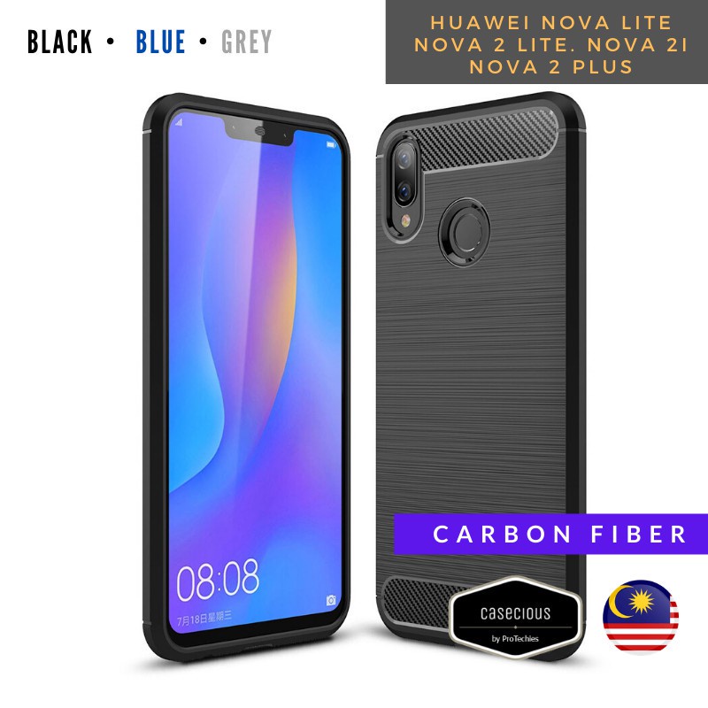 Huawei Nova 2i Nova Lite Nova 2 Lite Nova 2 Plus คาร์บอนไฟเบอร์ Slim Brushed Line Medium Hard TPU ปล