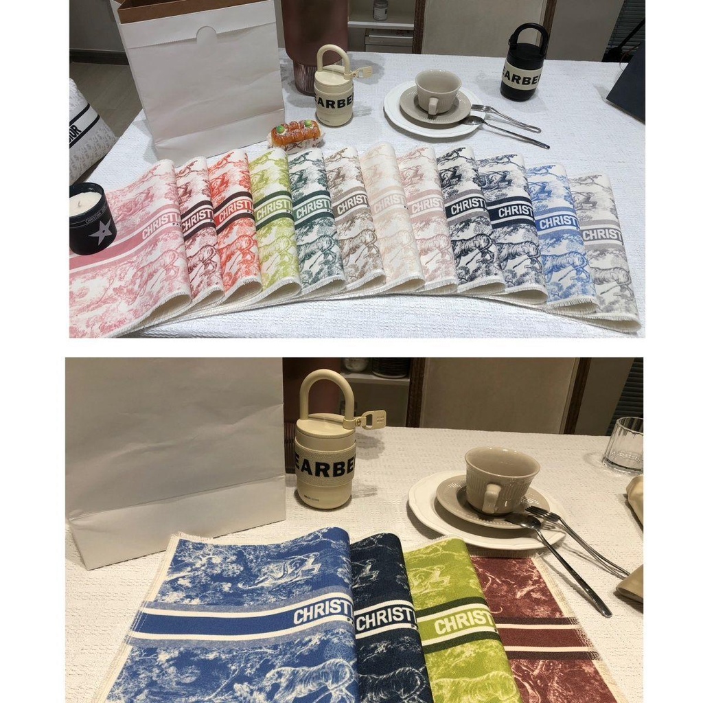 Dior เสื่อปูโต๊ะ ผ้าฝ้าย และผ้าลินิน ฉนวนกันความร้อน สําหรับตกแต่งร้านอาหาร
